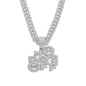 Hip-Hop Silver Trendy Diamond Letter Pendant Necklace Jewelry, Cuban Chain Collarbone Chain Accessory Suitable For  Men And Women