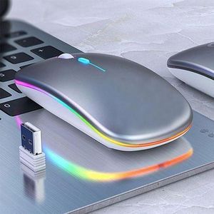 White Label Colorful LED 2.4G Rechargeable Mouse - Silver