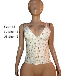 Thrifted Women's Floral Tank Top Size Medium 