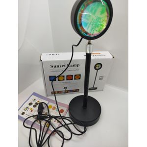 USB Sunset Projection Lamp with 4 Color-Changing Modes – LED Light with Rainbow Blue, Sun, Sunset & Sunset Red for Home, Studio, and Photography