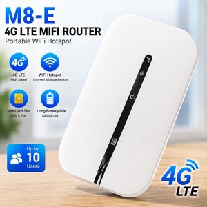 M8-E Portable 4G LTE MiFi Router, Mobile WiFi Hotspot with SIM Slot, Wireless Internet Device, White