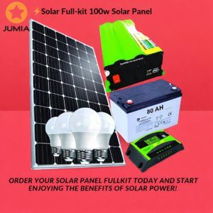 Solarmax 80AH Solar Battery + Sunlight Solar Panel System Fullkit 100w Solar Panel + 300Watts Inverter + 10 AH Controller + 4 Bulbs+free Extension,energy Saving