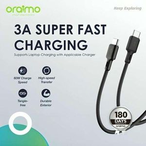 Oraimo  1.5m USB-C to USB-C 60W 3A fast charging cable.