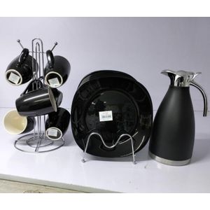 13pcs Dinnerware Set Unbreakable Flask 6 Mugs And 6 Plates