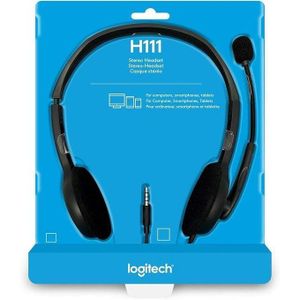 Logitech H111 Wired Headset, Stereo Headphones with Noise-Cancelling Microphone, 3.5 mm Audio Jack, PC/Mac/Laptop/Smartphone/Tablet