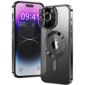 iPhone 14 Pro Case with Camera Lens Slim Thin Mag Safe Magnet Phone Case Women Girls Men for Apple 14pro (Black)
