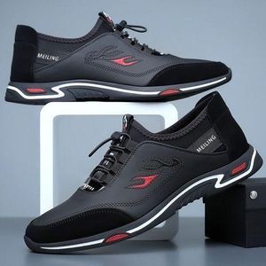SHJO Casual Shoes Men Comfortable Daily Walking Work Commute Synthetic Non-slip Wear-resistant Breathable Slip On Fashion Sneakers Black
