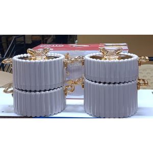 Bella Hotpot Set – 4-Piece Insulated White with Gold Butterfly Handles