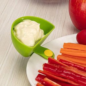 Clip-On Seasoning Sauce Bowl – Reusable Plastic Condiment Tray for Plates & Food Serving
