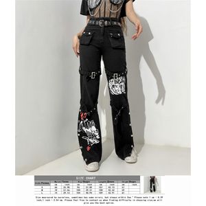 Mens Gothic Loose Wide Leg Baggy Bondage Pants Kendo Style Chain