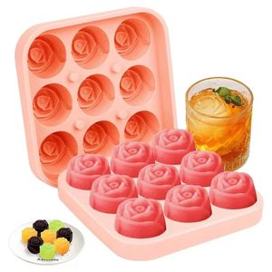 3D Rose Ice Molds 1.3 Inch, Small Ice Cube Trays, Make 9 Giant Cute Flower Shape Ice, Silicone Rubber Fun Big Ice Ball Maker