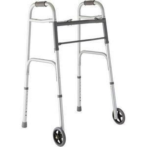 Lightweight Two Button Folding Walker with 5" Wheels, Aluminum Frame-Walking frame with wheels