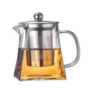 1000ML Heat Resistant Glass Teapot With Removable Stainless Steel Infuser, Elegant Clear Borosilicate Tea Kettle For Loose Leaf And Blooming Tea