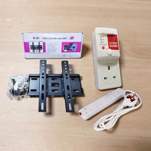 TV Mount Kit Skilltech 15-43in Tilt TV Wall Mount Bracket + Power King 4Way Power Ext Cable + FREE FK TV Guard 