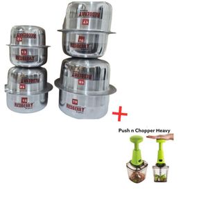 Redberry 8 PCs Aluminium Stainless Steel Cookware Set Durable Sufurias + FREE Push Chopper