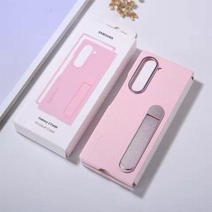 Samsung Galaxy Z Fold 6 Case Genuine official Leather With stand Case Hinge Protection Screen Protector Skin Felling- Durable Shockproof Protective Phone Cover/case - Pink