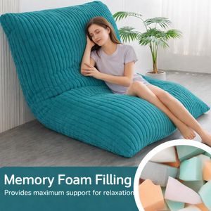 Foam & Fiber filled teal blue Corduroy pattern floor cushion-30x50 inch
