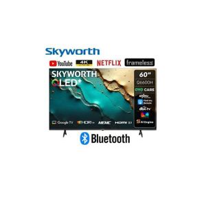 Skyworth 60 Inch QLED 4K UHD Smart Google TV – Dolby Vision, Dolby Atmos, Voice Control, Chromecast Built-in, Frameless Design,Enabled Bluetooth,Wifi,USB-Model 2025-(1-YEAR WARRANTY)