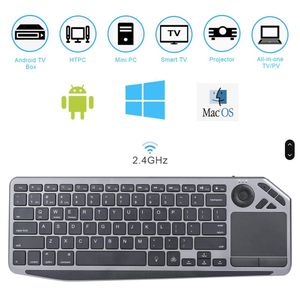 2.4G Wireless Bluetooth Dual Mode Connection Keyboard with Touchpad Media Control Multimedia Rechargeable 7Color Backlit Keyboard for Computer, Smart TV, Desktop, Laptop, iPad, Tablet
