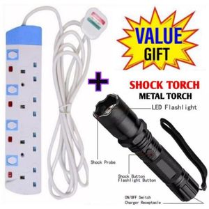 Power King HOME BEST 4 WAY POWER EXTENSION WITH LONG CABLE+FREE ELECTRIC SHOCK TORCH