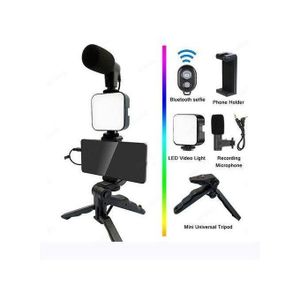 AY-49 Professional Video Kit with Microphone, LED Light, and Tripod for Smartphones