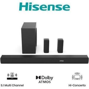 Hisense 580W HOME CINEMA SOUNDBAR SYSTEM, 5.1CH DOLBY ATMOS, DOLBY DIGITAL AUDIO, DEEP BASS BLAST, WIRELESS SOUND BAR, BLUETOOTH, HDMI AX5100Q