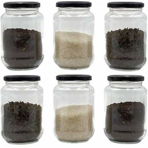 Glass Jars With Airtight Black Lids (720Ml)