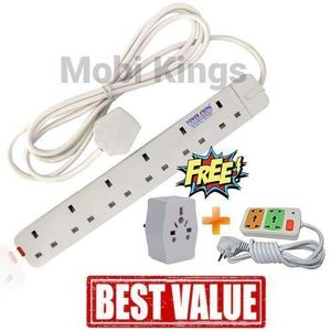 Power King Power Extension 6 Way CAble PLUS FREE 2 Gifts.,