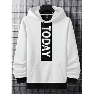Bold Contrast Street Hoodie with Vertical Statement Print