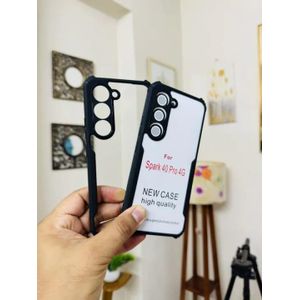 Tecno Spark 40 Pro Plus (+) Transparent, Clear And Colorless With Black Edges Unique And Stylish Heavy Duty Protection Phone Case/ Cover/ Back Case