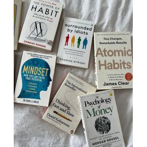 1. The Power of Habit by Charles Duhigg 2. Surrounded by idiots by  Thomas Erikson 3. Atomic Habits by James Clear 4. Mindset by Carol S. Dweck 5. Thinking fast and slow by Daniel Kahneman 6. The Psychology of Money by Morgan Housel