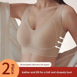 Large Size Double Pull Down Bra for Women Big Busts No Underwire T-Shirt Bra with Chest Lifting Side Slings Anti-Bust Deflection
