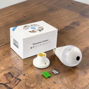 PIR Human Detection Real Time Alerts System Panoramic 1080P Wireless Security Light Bulb Camera 