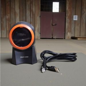 Main-one Fast Scanning Omnidirectional Super Markets 1D & 2D Desktop Table Mount Laser Barcode Scanner Reader