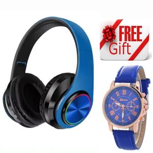 STRONG BASS HEADPHONES // B39 Wireless Foldable Bluetooth Headphone with led colour + LUXURY WATCH