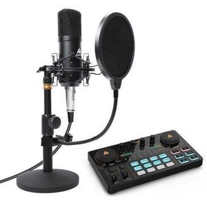 Karaoke Equipment Sound Card Mixer Set Voice Changer With Condenser Microphone Interface Audio Studio External Sound Card