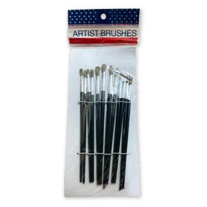12 Pcs Artist Brush Set - 20cm Multi-Shaped Painting Brushes with Aluminum Ferrule for Acrylic, Watercolor & Oil Painting