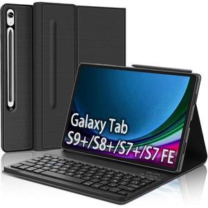 Keyboard Case for Samsung Galaxy Tab S9 FE+/S9 Plus/S8 Plus/S7 FE/S7 Plus 12.4'', UK Layout, Magnetic Detachable Illuminated Keyboard for Galaxy Tab 12.4 Inch
