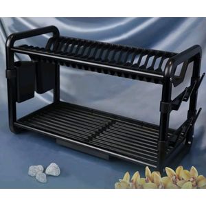 High Grade Royalford Drying Rack with Drain Board Stainless Steel 2-Layer Kitchen Dish Rack Durable Rust-Free Strong and Stable for Efficient Countertop Organization