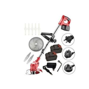 Red Cordless Electric Grass Trimmer Brush Cutter Lithium Tool Battery Brush Cutting Machine Grass Cutter Hand Held