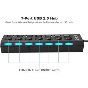 7Port USB 2.0 HUB Extender Adapter For Laptop PC data transfer hub