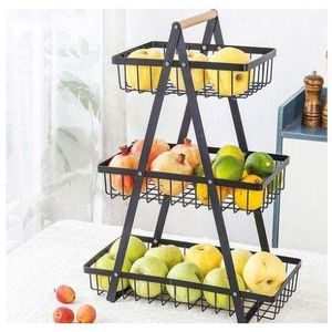 Hot selling 3-layer Handheld Fruit Snacks Storage Basket Black