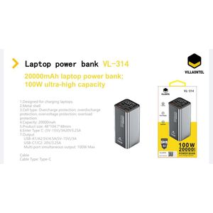 VILLAONTEL Laptop powerbank  VL_314 ,20000mAh ,100w ultra_high capacity ....grey