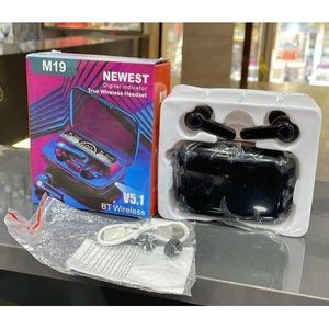 TWS M19 Ear Buds Wireless Airpods M19 with Powerbank, Bluetooth 5.3 Headphones In Ear, Bluetooth Earphones with Built-in Microphone, Wireless Ear Buds, Bluetooth Earbuds with Mic, USB Charging Case, Dual Connect, Black
