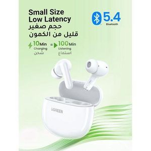 Ugreen  HiTune P3 WS207 True Wireless Earbuds White – Bluetooth 5.4 – 28H Battery – 12mm Drivers – AI ENC Clear Calls – Low Latency Gaming Mode – Fast Charging – IPX5 Waterproof – Touch Control Wireless Earbuds