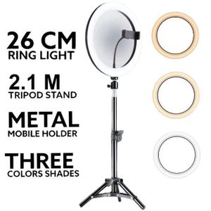 10INCH Selfie LED Ring Light With 2.1M Tripod Stand And Cell Phone Holder For Live Stream/Makeup 10" RINGLIGHT.