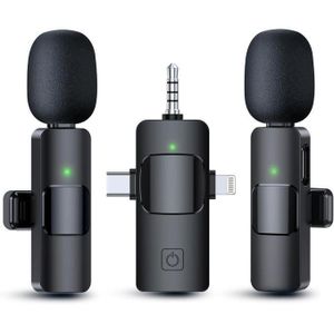 K15 Wireless Lavalier Microphone Dual System with Universal Receiver for All Devices