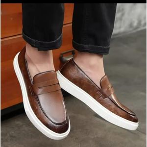 Leather plain slip on Men casual shoes size 39