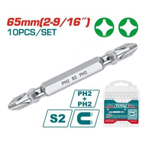 TOTAL PH2 + PH2 Double-Ended Screwdriver Bits 10pcs