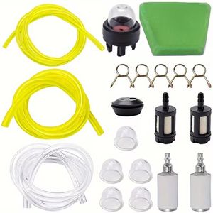 20pcs F-uel System Kit: Flexible Piping, Gasoline Filter Air Intake Ball, C-hainsaw and Gaskets & Brush
